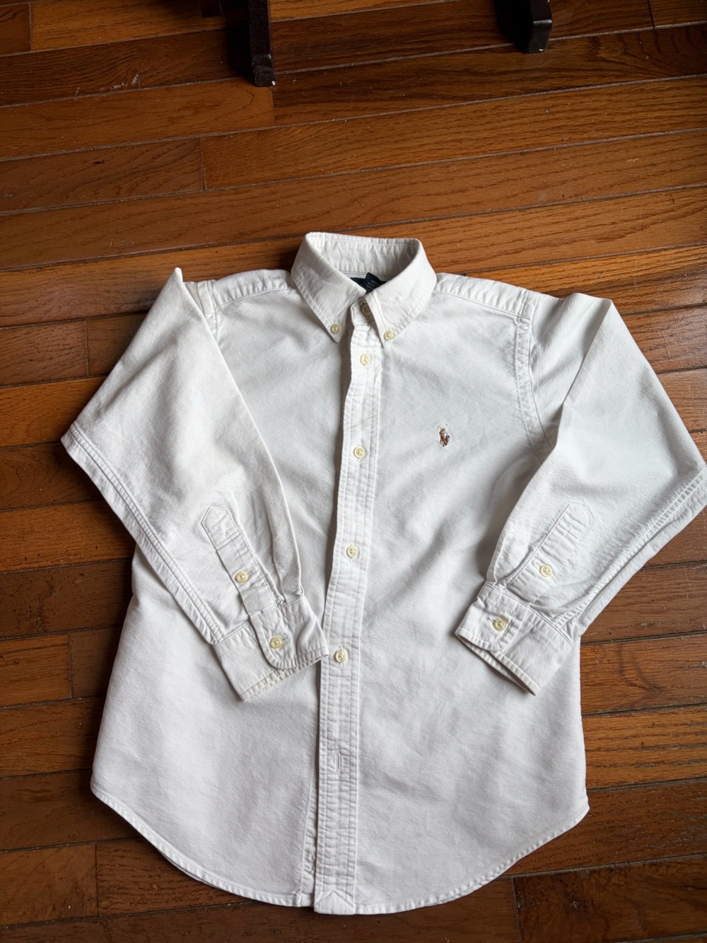 Ralph Lauren Kids Button-Down Oxford Shirt in cream size 7